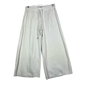 Chaps Pants Womens Size Small Linen Blend Wide Leg Cropped Trouser Loungewear